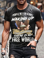 Eagle Pattern Print Men's Short Sleeve Tee Graphic Shirt