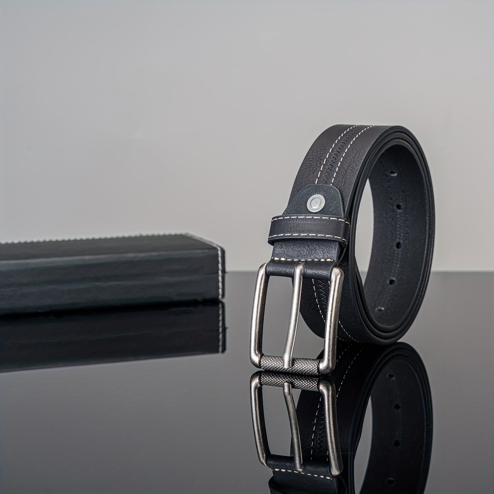 Men's Casual Leather Belt, Simulated Leather Belt