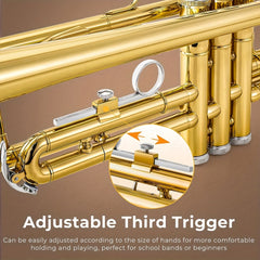 KALUOLIN TR8335 Professional B flat Trumpet Brass Lacquered Instrument