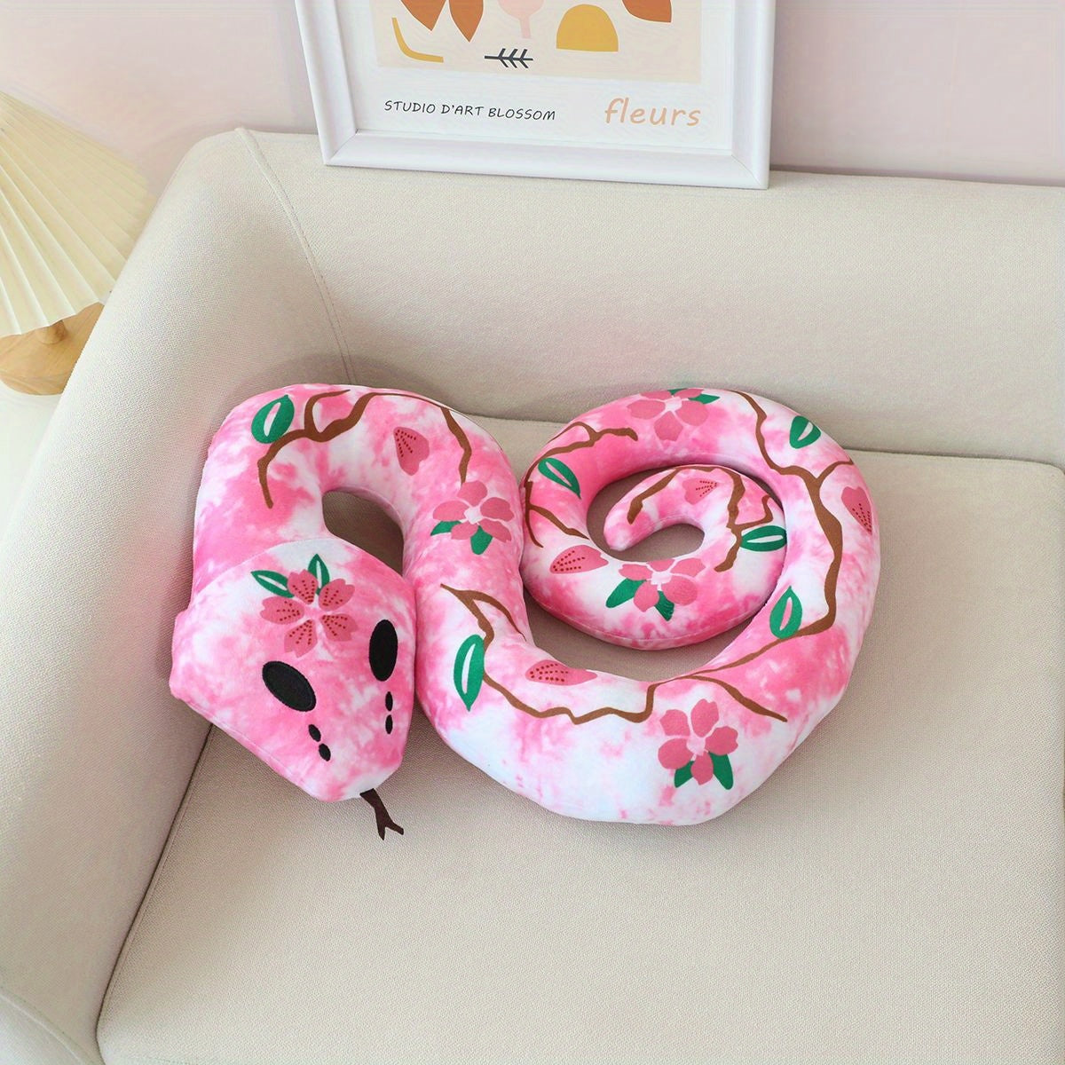Realistic Planted Snake Plush Toy Skull Snake Peach Blossom Green Snake Doll