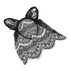 Halloween Bunny Ears Headband Lace Hair Band Veil Headdress