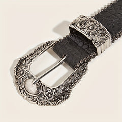 Carved Buckle PU Vintage Western Belt Punk Belts