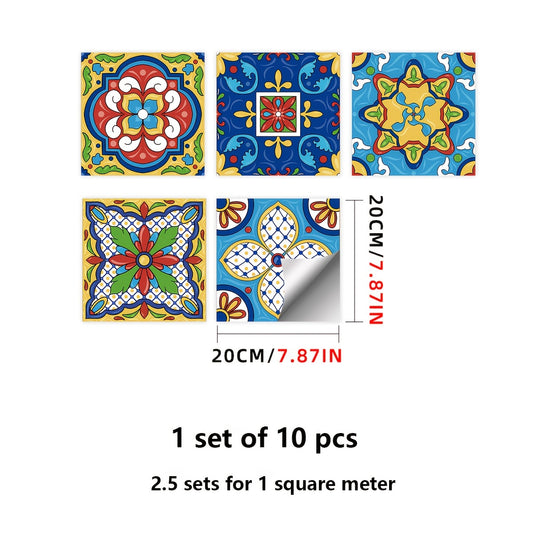 10pcs Moroccan Frosted Flower Tile Wall Sticker Self Adhesive Waterproof