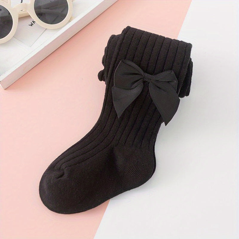 Girls Bow Decor Solid Pantyhose for Spring/Autumn