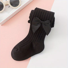 Girls Bow Decor Solid Pantyhose for Spring/Autumn