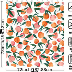 Red Peach Pattern Shower Curtain with Hooks