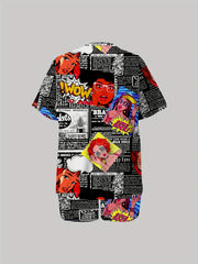 Women's Plus Pop Art Print Top & Shorts Two Piece Set