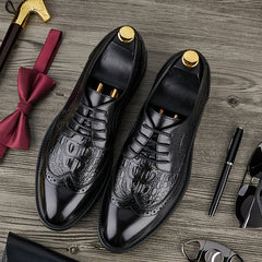 Men's Crocodile Embossed Oxford Shoes for Wedding Business Party