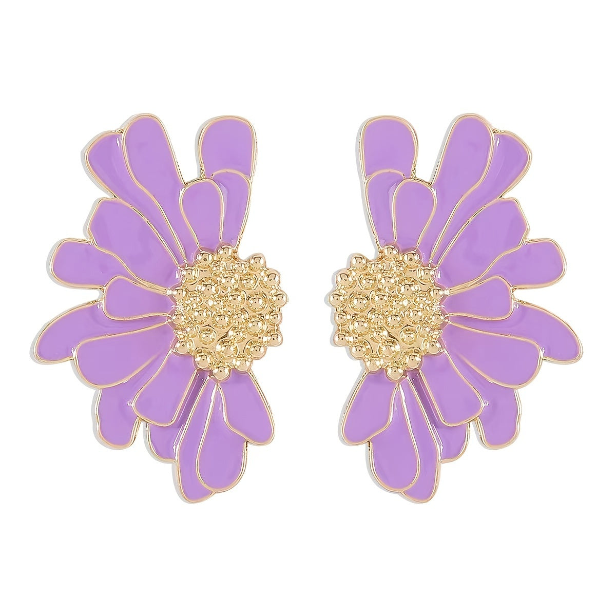 2pcs Alloy Flower Stud Earrings Vintage Style