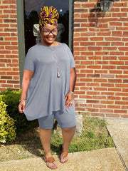Women's Plus Solid Top & Shorts 2 Piece Set