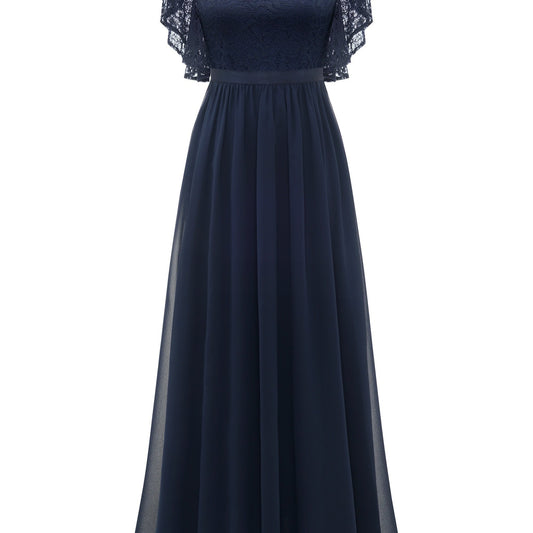 V Neck Ruffle Trim Bridesmaid Dress Aline Dress