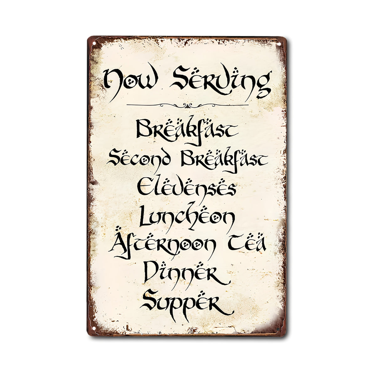 Vintage Style Funny Tin Sign Second Breakfast Kitchen Sign