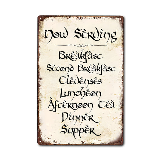 Vintage Style Funny Tin Sign Second Breakfast Kitchen Sign