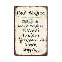 Vintage Style Funny Tin Sign Second Breakfast Kitchen Sign