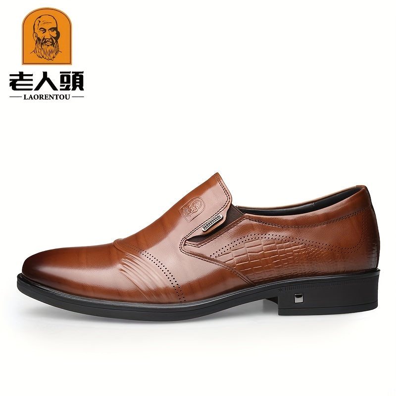 LAORENTOU Men's Leather Slip On Dress Shoes Lightweight Formal Shoes