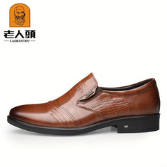 LAORENTOU Men's Leather Slip On Dress Shoes Lightweight Formal Shoes