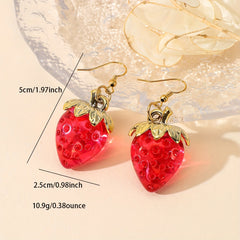 Strawberry Resin Earrings Fun Fruit Earrings For Women Girls