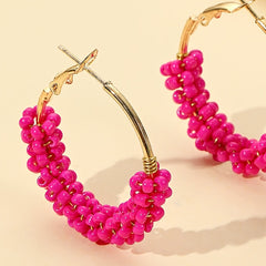 Ethnic Style Red Hoop Earrings Jewelry Gift