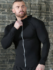Xinso Men's 5pcs Fitness Set: Hooded Jacket, Compression Shirt