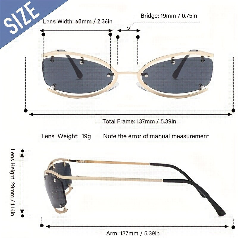 Metal Rimless Sunglasses Men's Punk Sunglasses Sunglasses With Glasses Case