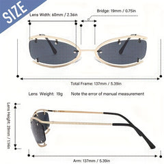 Metal Rimless Sunglasses Men's Punk Sunglasses Sunglasses With Glasses Case