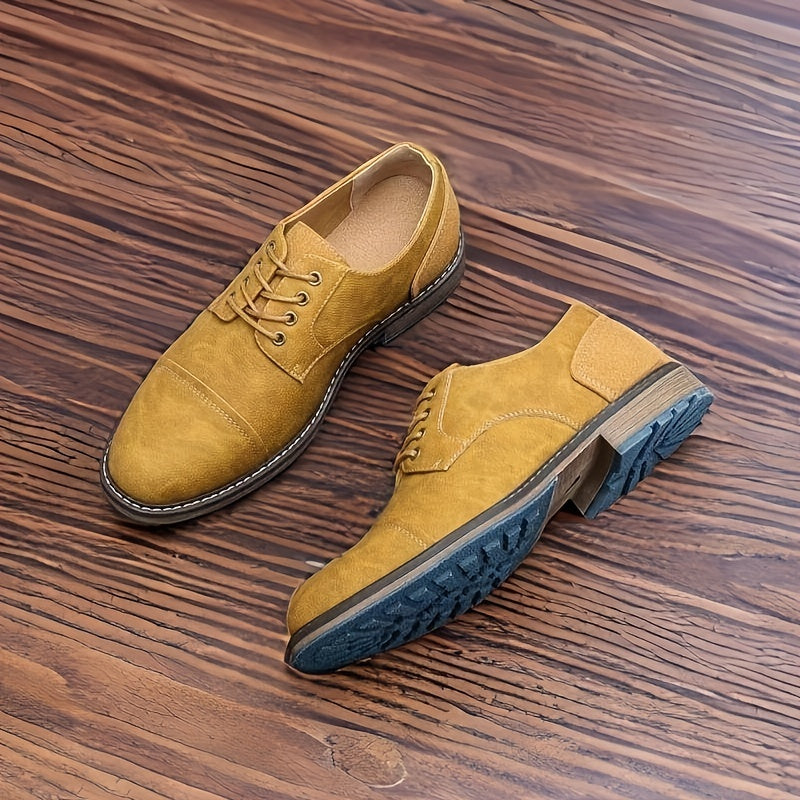 Men's Derby Shoes PU Leather Lace up Front Outdoor Dress Shoes