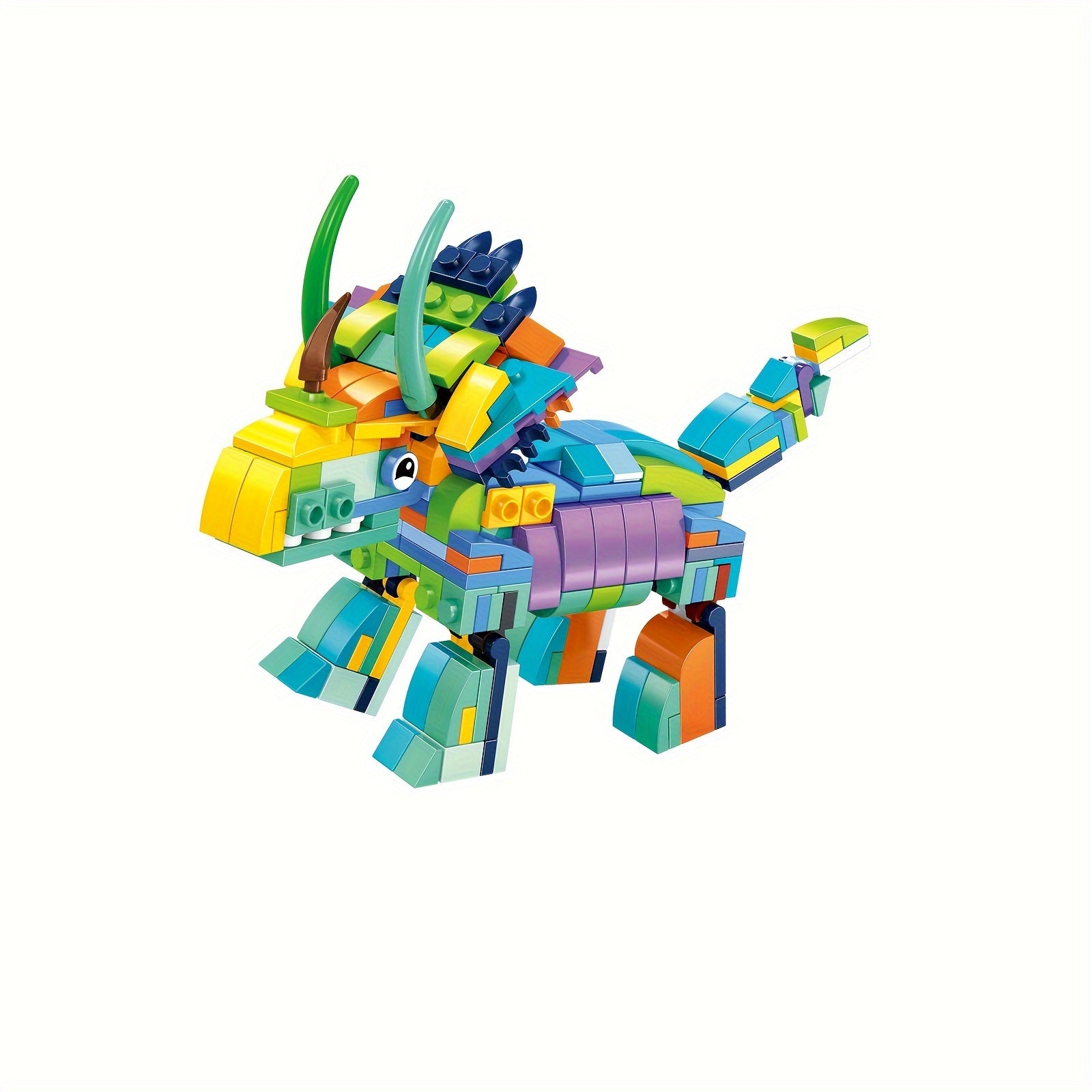 6pcs Dino Blocks 407pcs Triceratops Toy Bricks Set Cartoon Animal Model Assembly