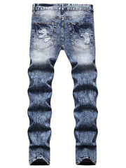 Boys Ripped Patch Jeans Skinny Slim Fit Washed Denim Long Pants Kids