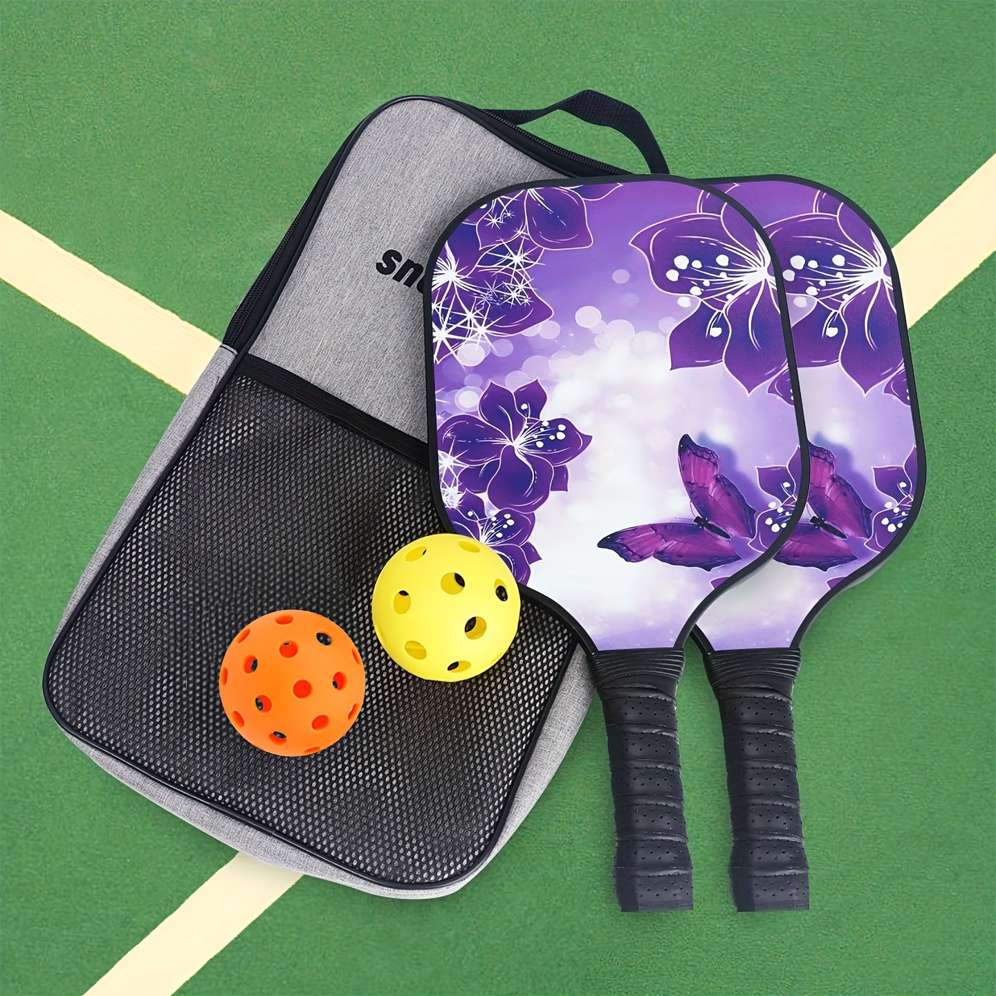 Purple Butterfly Pickleball Paddle Set Carbon Fiber Racket Pickleball Racket Set