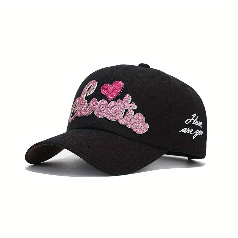 Y2K SWEET Patch Baseball Cap Cartoon Heart Sunshade Dad Hat