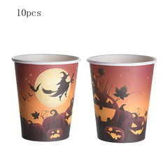 10pcs Halloween Party Paper Tableware Disposable Paper Cups