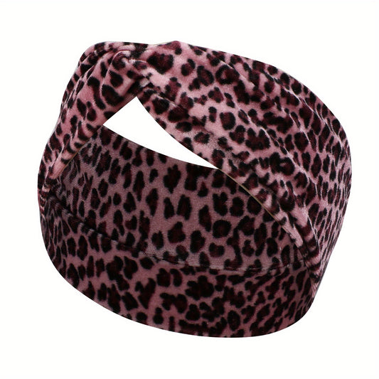 Leopard Print Wide Brim Headband Plus Velvet Hair Band