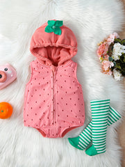 Baby Boy & Girl Hooded Jumpsuit & Foot Socks Set