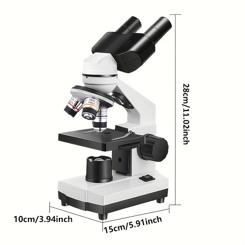 Compact Bio Optical Microscope 40X 1000X Magnification Dual LED lights 360 Focus