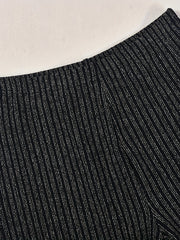 Women's Plus Glitter Stripe Elastic High Rise Flared Leg Trousers