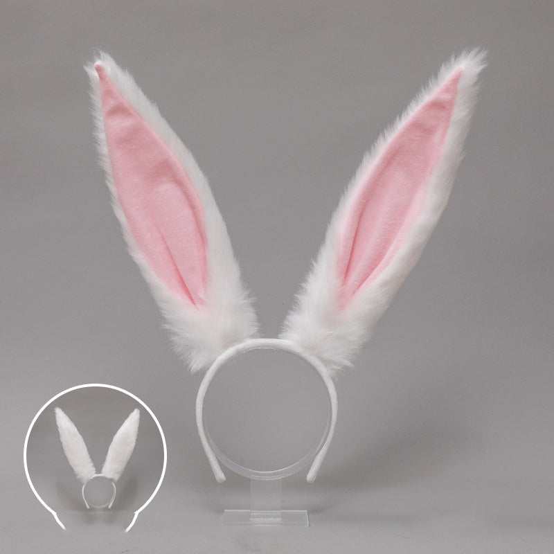 Pink Bear Furry Ears Headband With Earrings