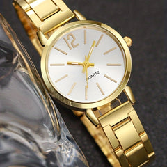 Zinc Alloy Round Pointer Quartz Watch & 5pcs Jewelry Set