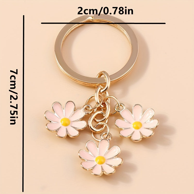 6pcs Daisy Flower Keychain Purse Bag Car Ornament Women Christmas Gift