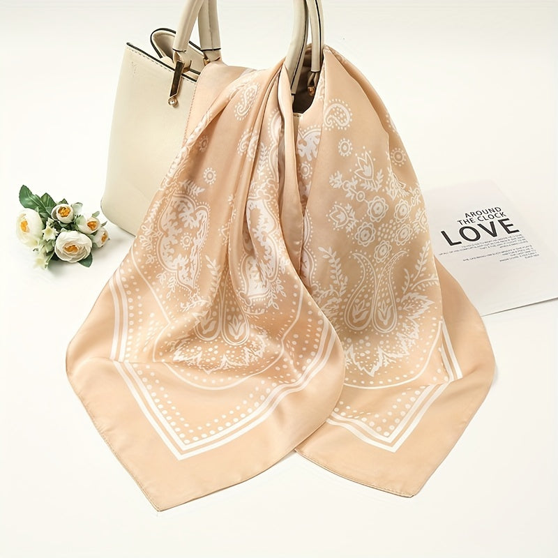 Paisley Print Silk Square Scarf Head Wrap Neckerchief Accessories