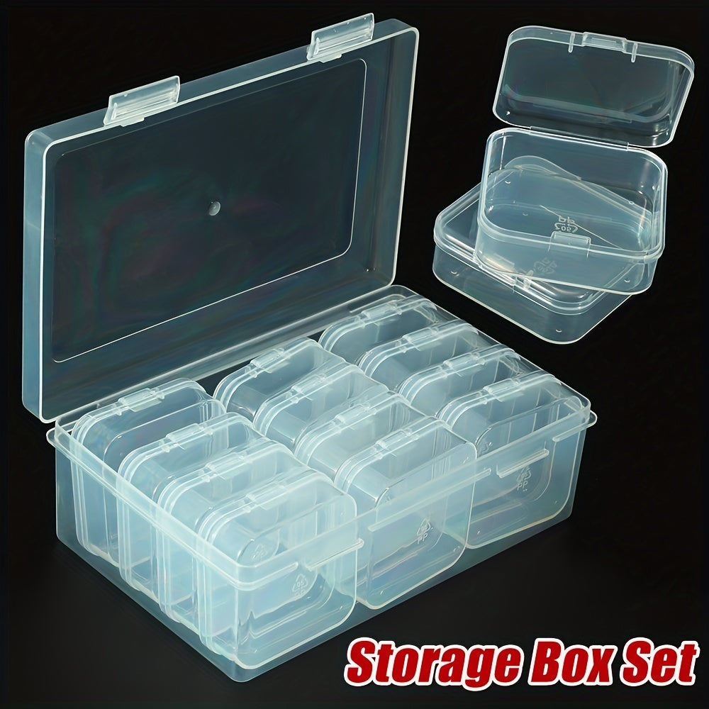 12pcs Clear Plastic Storage Box Set for Jewelry Nail Hair Accessories