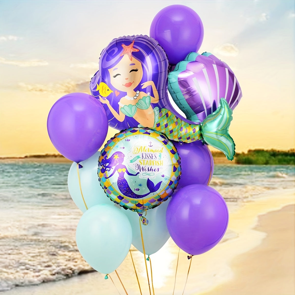 15pcs Mermaid Shell Birthday Balloon Set Magical Underwater Decorations