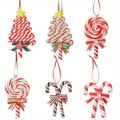 Christmas Lollipop Ornaments Set, Polymer Clay Candy Cane Hanging Decor