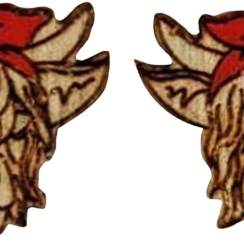 Highland Cow Head Red Bowknot Earrings Retro Bohemian Style