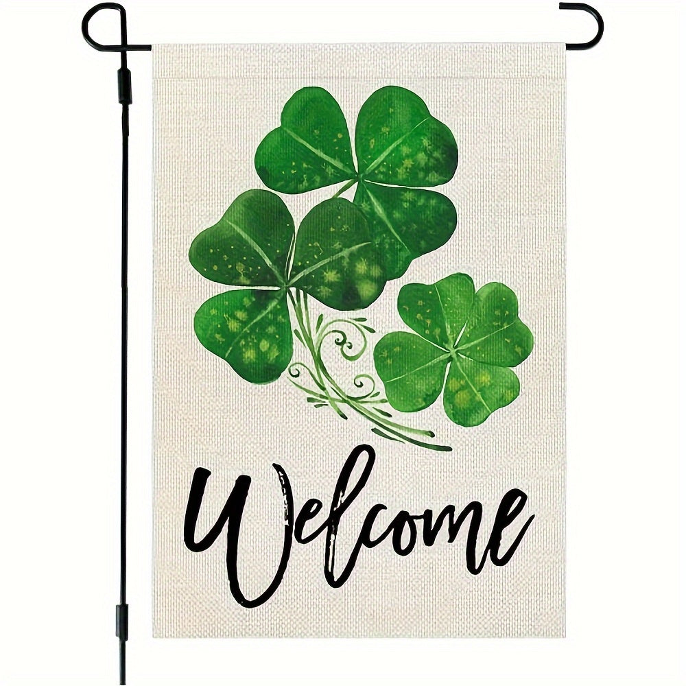 St Patrick's Garden Flag 30 48x45 72 Cm Double Sided Green Shamrocks Clovers