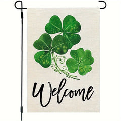 St Patrick's Garden Flag 30 48x45 72 Cm Double Sided Green Shamrocks Clovers