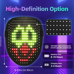 LED Mask with Gesture Sensing Halloween Costume Props