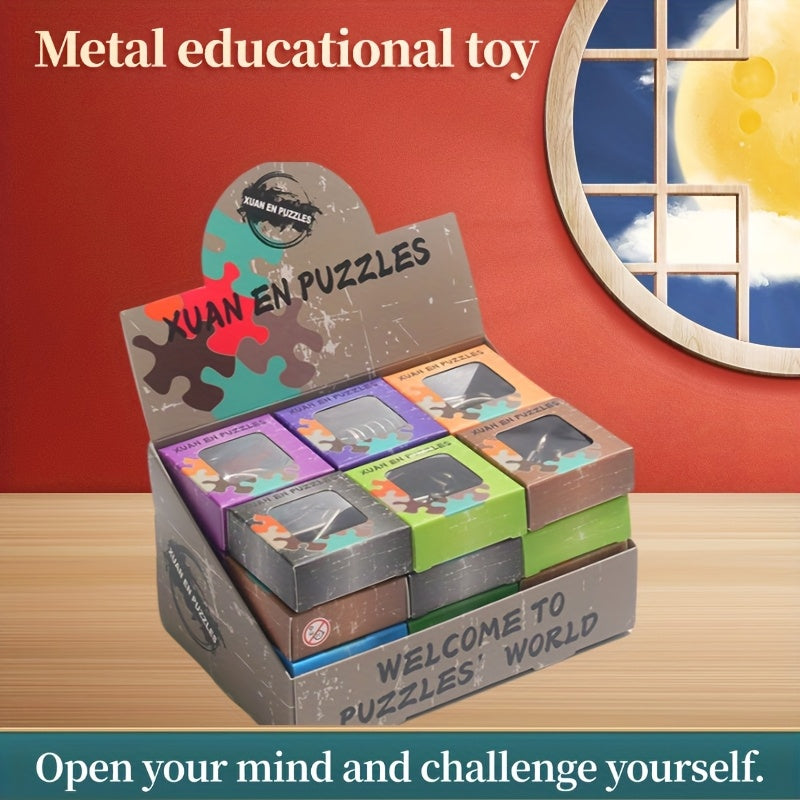 24pcs Metal Puzzle Toy Set Brain Teaser Ring Unlocking Game