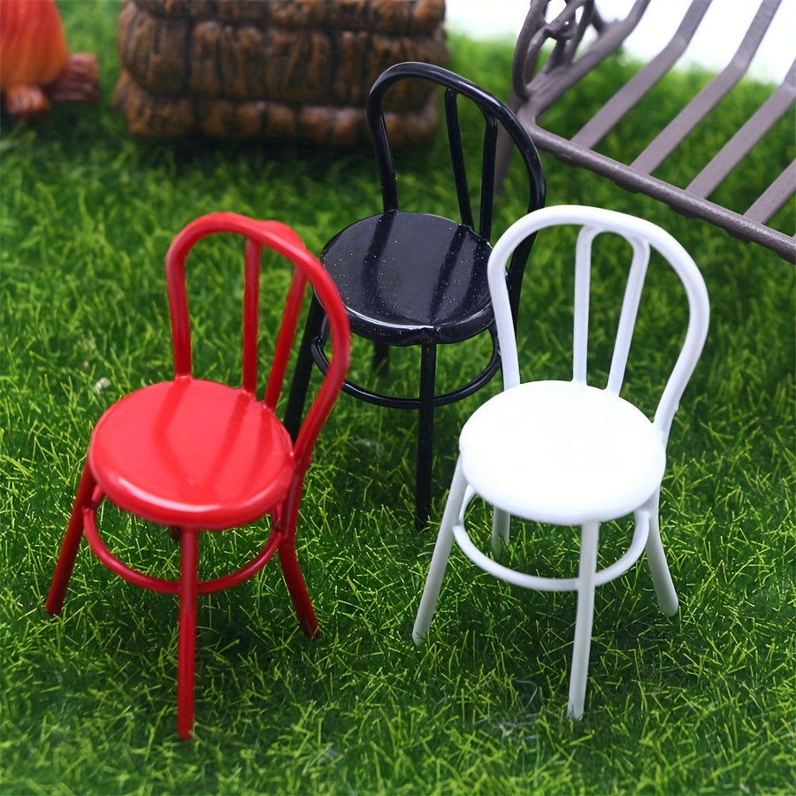 Mini Metal Backrest Stool Dollhouse Decor Gift