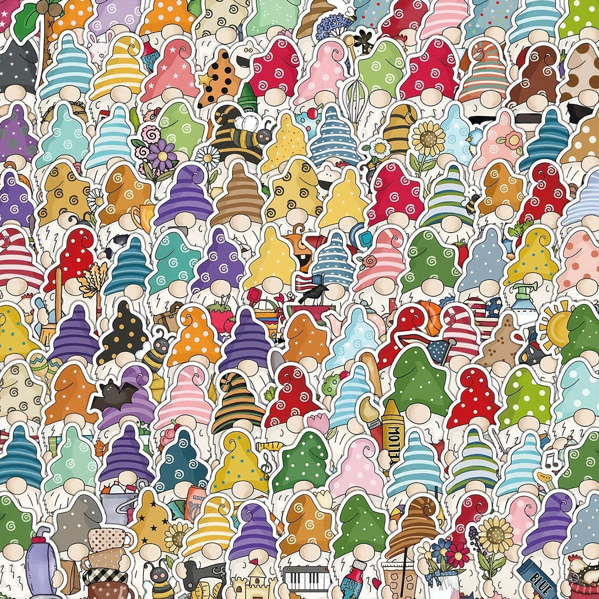 100pcs Waterproof Gnome Stickers for Laptop Water Bottle Scrapbooking