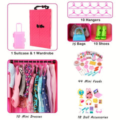 QSMARTOY Dollhouse Wardrobe Set with Clothes, Shoes, Dresses - Kids Toy